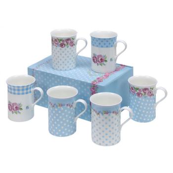 Blue Country Kitchen - Set of 6 Mugs