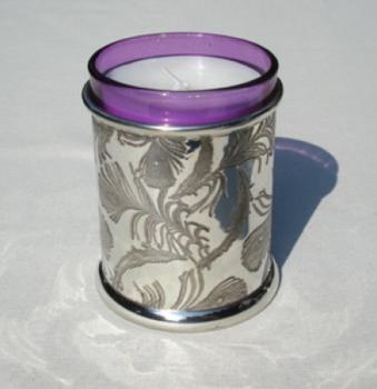 Pewter Votive Candle, Peacock