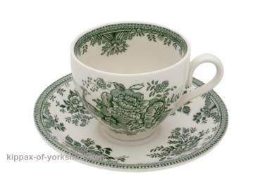 Tea Cup & Saucer, Burleigh Dark Green Asiatic Pheasants