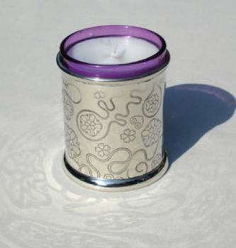 Pewter Votive Candle, Rose