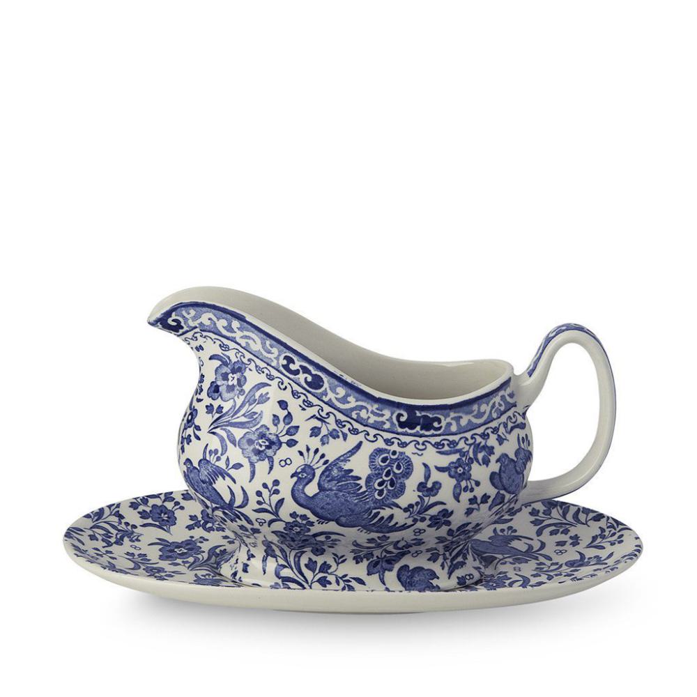 Blue Regal Peacock Gravy Boat & Stand - Second